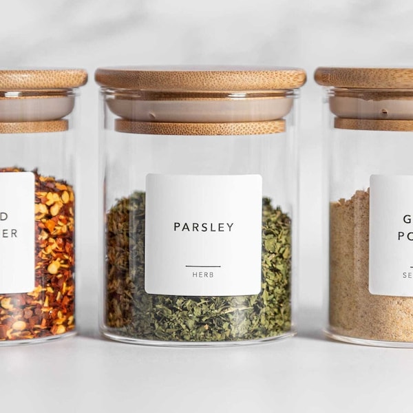 Spice Labels (Minimal Design) • Customization Available • Minimalist Spice Jar Labels • Durable • Water Resistant