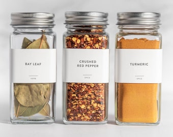 Spice Labels (Minimal Design) • Customization Available • Minimalist Spice Jar Labels • Durable • Water Resistant