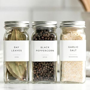 Modern Spice Labels (Minimal Design) • Minimalist Custom Pantry Stickers • Waterproof Kitchen Labels • Oil Proof Vinyl • Herbs, Seasoning