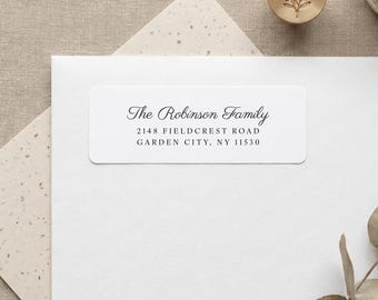 Modern Calligraphy Return Address Label • Minimalist Personalized Return Address Stickers • Custom 60 Set Address Labels • Elegant Script