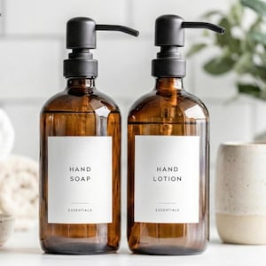 Bathroom & Shower Labels (Minimal Design) • Minimalist Personalized Soap Stickers • Shampoo, Conditioner, Body Wash • Dispenser Bottles