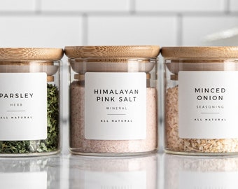 Spice Labels (Modern Design) • Customization Available • Water Resistant • Minimal Spice Labels • Durable