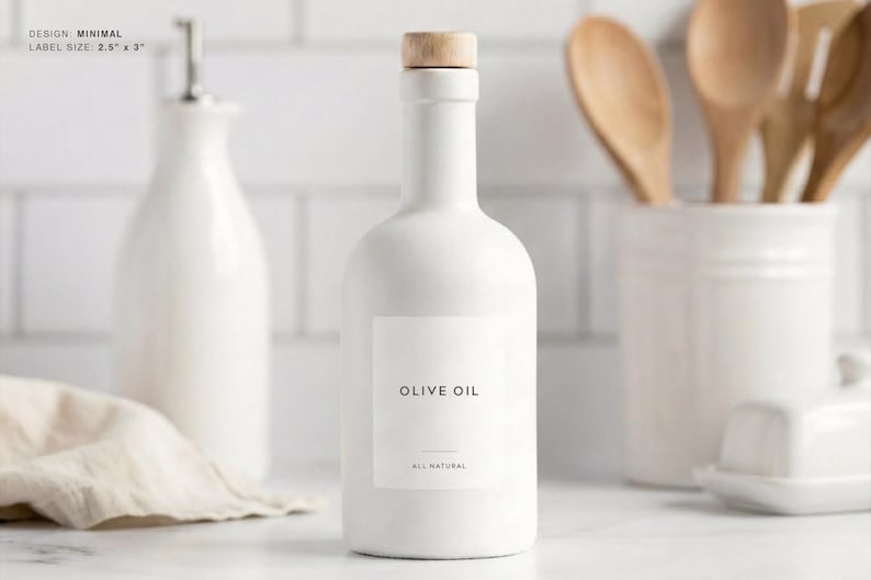 Etiquetas para aceite y vinagre (diseño minimalista) • Pegatinas minimalistas personalizadas para vinagreras • Organización de cocina personalizada • Dispensador de botellas de aceite de oliva imagen 4