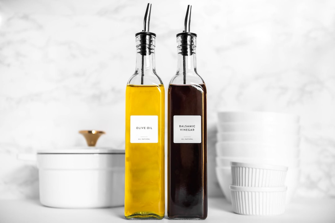 Oil & Vinegar Labels minimal Design Water Resistant Custom Oil and