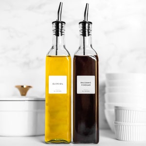 Oil & Vinegar Labels (Minimal Design) • Water Resistant • Custom Oil and Vinegar Labels • Kitchen Organization • Durable