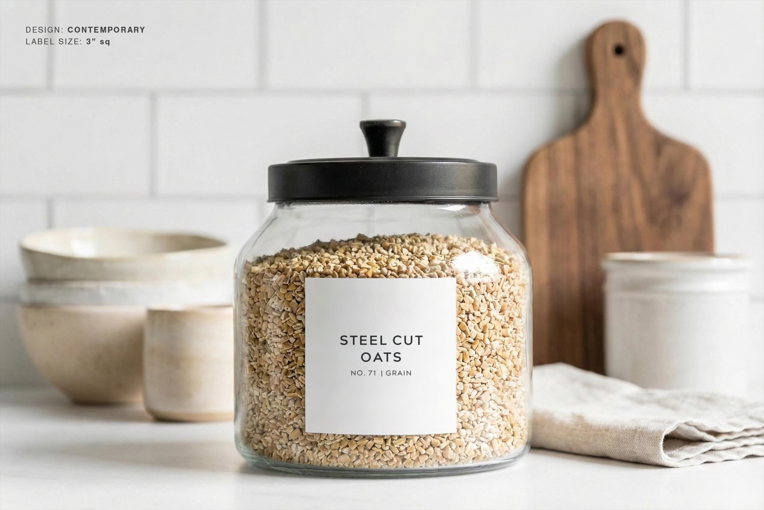 Pantry Labels (contemporary Design) • Minimalist Personalized Kitchen ...