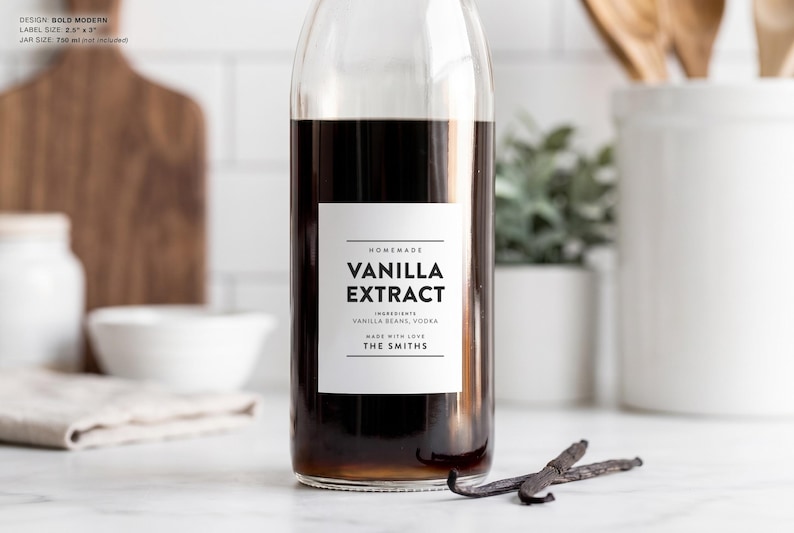 Homemade Vanilla Extract Labels (bold Modern Design) • Modern ...