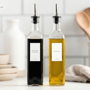 Etiquetas para aceite y vinagre (diseño minimalista) • Pegatinas minimalistas personalizadas para vinagreras • Organización de cocina personalizada • Dispensador de botellas de aceite de oliva imagen 6