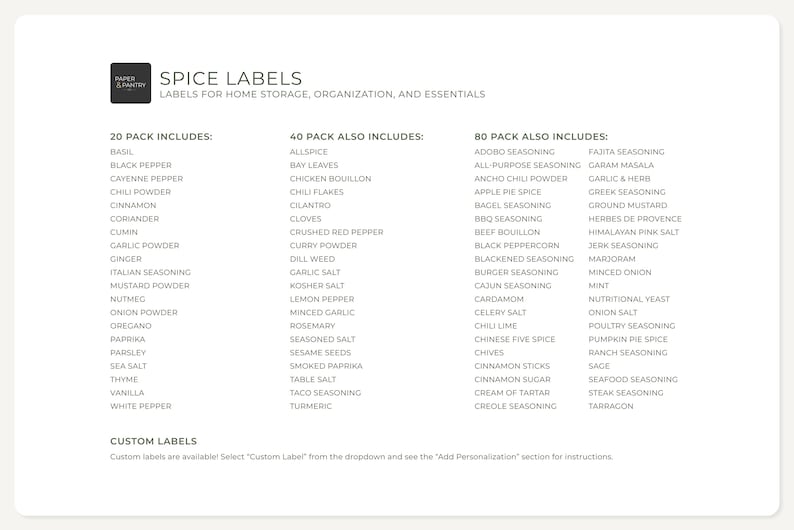Spice Labels (Minimal Design) • Modern Minimalist Spice & Herb Labels • Personalized Jar Stickers • Pantry Organization • Vinyl • Seasoning image 8