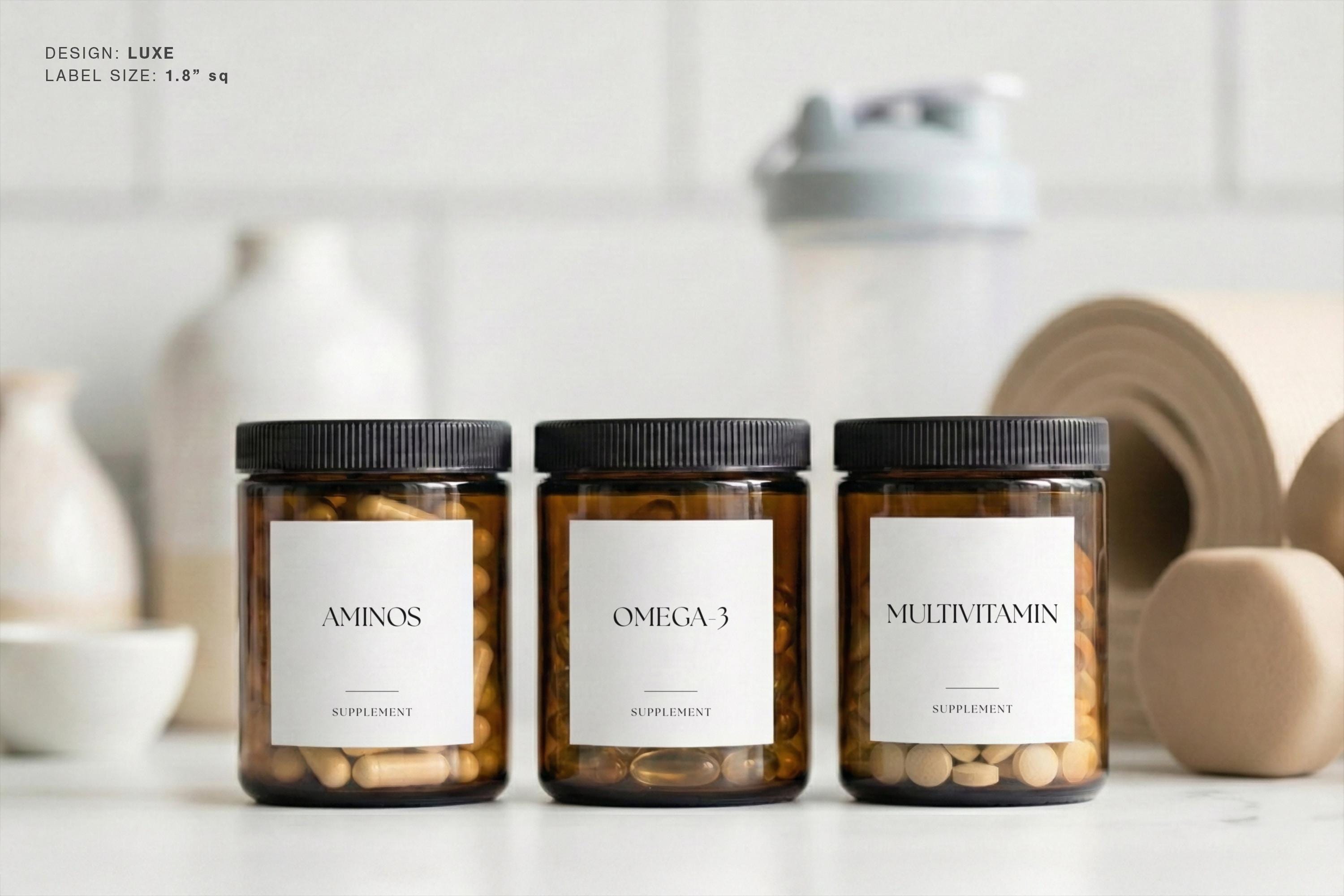Supplement Sticker Supplement Labels (luxe Design) • Minimalist Personalized Stickers ...