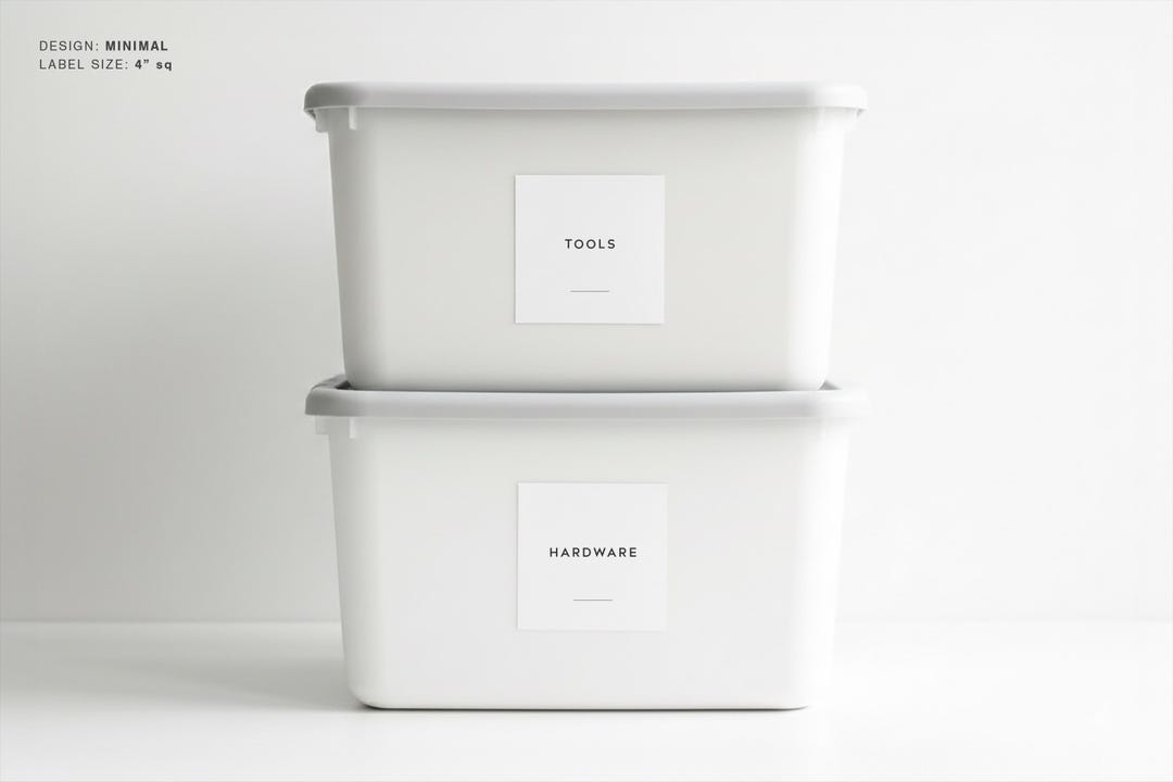 Garage & Storage Bin Labels (minimal Design) • Minimalist Custom Labels ...
