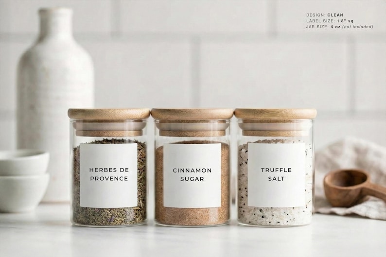Spice Labels (Clean Design) • Minimalist Spice Tags • Personalized Spice Jar Stickers • Customizable Waterproof Labels • Herb & Seasoning image 4