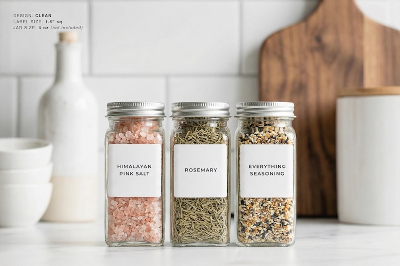 Spice Labels (Clean Design) • Minimalist Spice Tags • Personalized Spice Jar Stickers • Customizable Waterproof Labels • Herb & Seasoning image 6