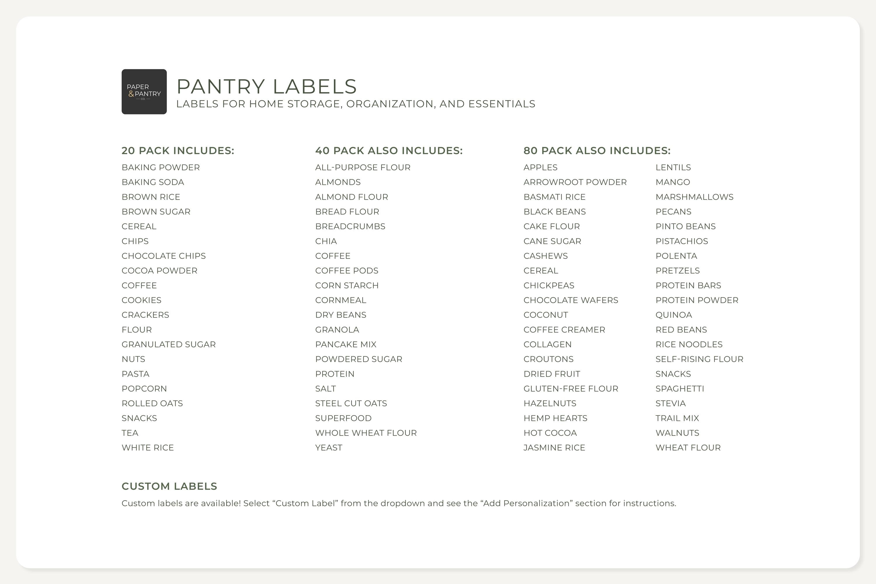 Pantry Labels (contemporary Design) • Minimalist Personalized Kitchen ...