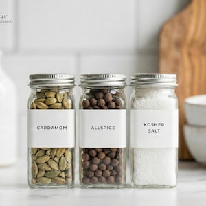 Spice Labels (Clean Design) • Minimalist Spice Tags • Personalized Spice Jar Stickers • Customizable Waterproof Labels • Herb & Seasoning 2.25" W x 1.25" H