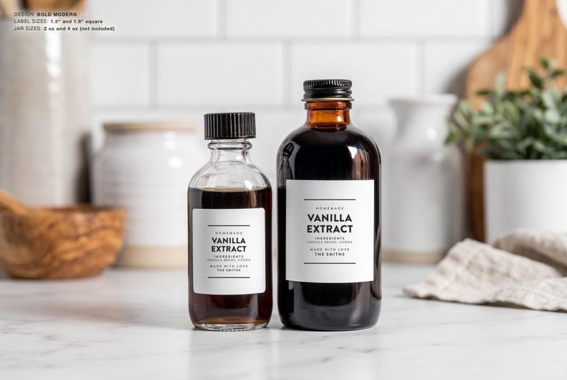 Homemade Vanilla Extract Labels (bold Modern Design) • Modern ...
