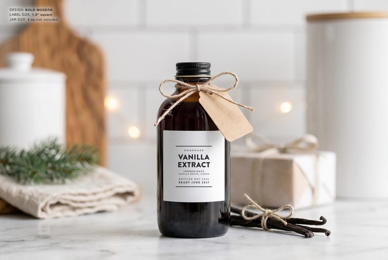 Homemade Vanilla Extract Labels (bold Modern Design) • Modern ...