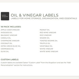 Etiquetas para aceite y vinagre (diseño minimalista) • Pegatinas minimalistas personalizadas para vinagreras • Organización de cocina personalizada • Dispensador de botellas de aceite de oliva imagen 8