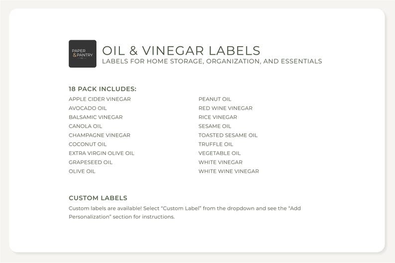 Etiquetas para aceite y vinagre (diseño minimalista) • Pegatinas minimalistas personalizadas para vinagreras • Organización de cocina personalizada • Dispensador de botellas de aceite de oliva imagen 8