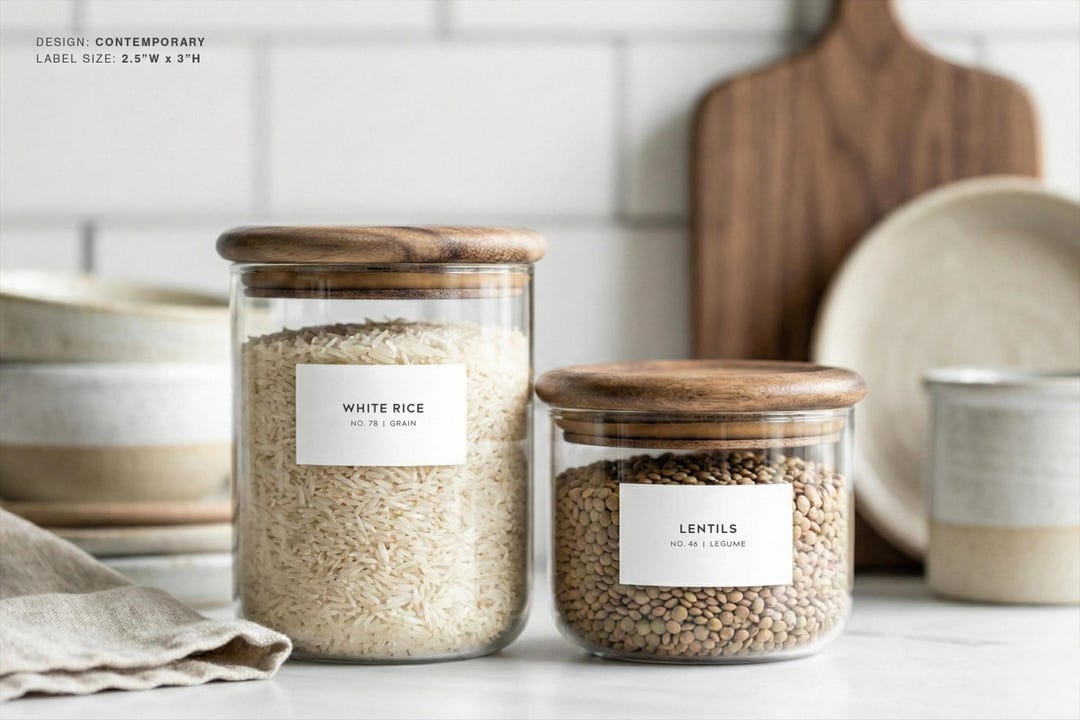 Pantry Labels (contemporary Design) • Minimalist Personalized Kitchen ...