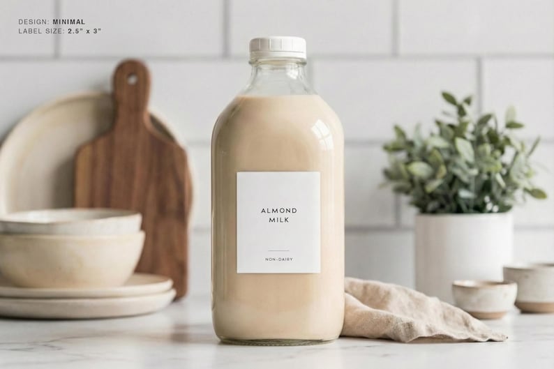 Milk & Creamer Labels (minimal Design) • Personalized Waterproof ...