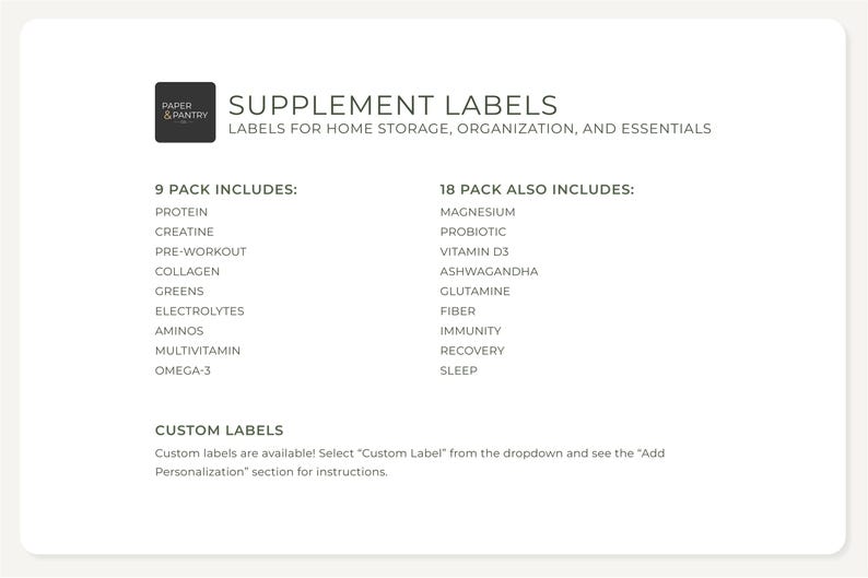 Supplement Sticker Supplement Labels (luxe Design) • Minimalist Personalized Stickers ...
