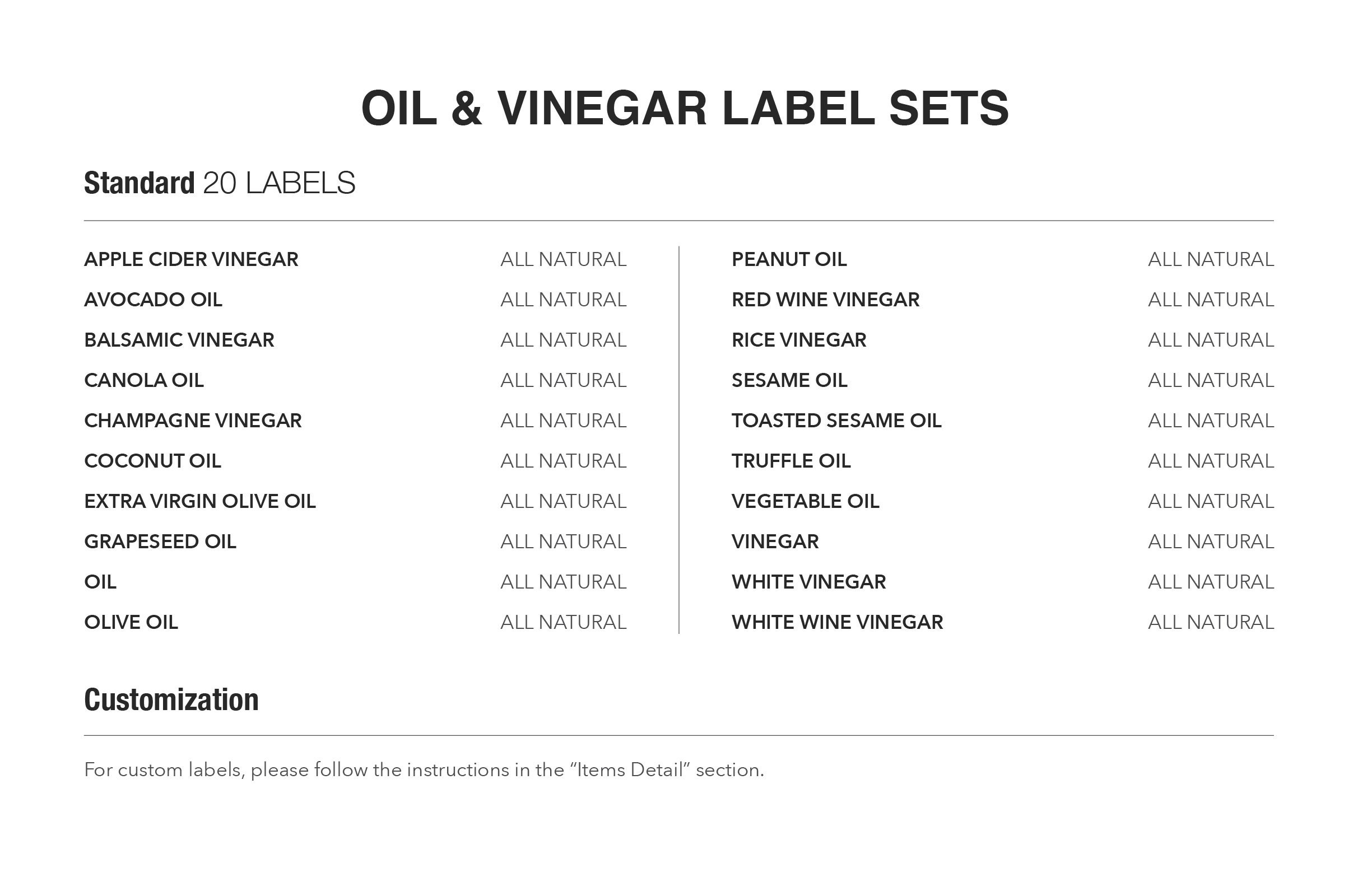 Oil & Vinegar Labels minimal Design Resistant - Etsy