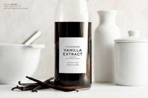 Homemade Vanilla Extract Labels (Minimal Design) • Minimalist Personalized Vinyl Labels • Modern Extract Stickers • Custom Baking Gift Label