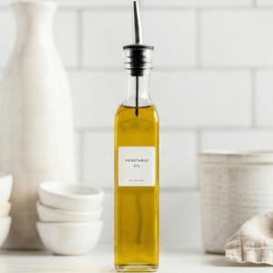 Etiquetas para aceite y vinagre (diseño minimalista) • Pegatinas minimalistas personalizadas para vinagreras • Organización de cocina personalizada • Dispensador de botellas de aceite de oliva 1.5" Square