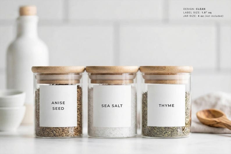 Spice Labels (Clean Design) • Minimalist Spice Tags • Personalized Spice Jar Stickers • Customizable Waterproof Labels • Herb & Seasoning image 7