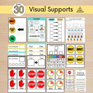 Paquete de apoyo visual para niños neurodivergentes / Autismo, TDAH, terapia ABA, herramientas de conducta / Terapia visual y apoyo conductual