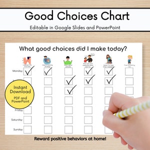 Good Choices Chart for at Home | Digital Good Behavior Chart | Positive Behavior Checklist | Behavior Management | Positive Reinforcement