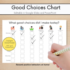 Good Choices Chart for at Home | Digital Good Behavior Chart | Positive Behavior Checklist | Behavior Management | Positive Reinforcement