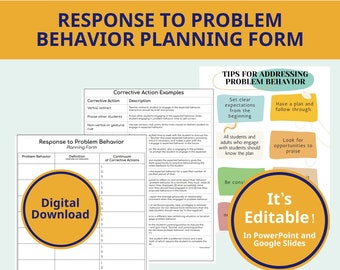 Problem Behavior Planning Form: Classroom Management (PDF & PPT)