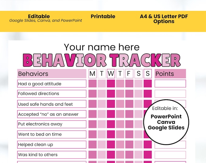 Editable Daily Behavior Chart for Classroom Home 16 Templates ...