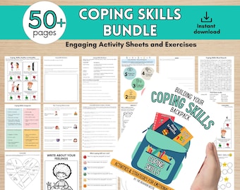 Coping Skills Activity Bundle, Therapy Resources, Emotional Regulation, Anxiety Tools for Kids