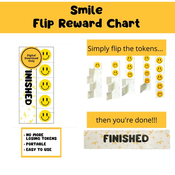 Digital Flip Token Board | Smile Face Token Board | Flip Reward Chart  | Positive Reinforcement | Easy Token Board