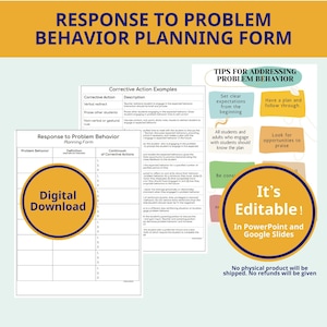 Problem Behavior Planning Form: Classroom Management (PDF & PPT)
