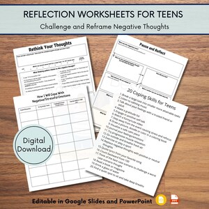 Reflection Worksheet For Teens, CBT Worksheet, Challenge Negative Thoughts