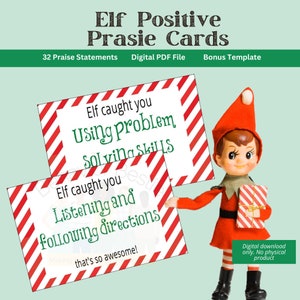 Elfen-Lobkarten | Elf Positive Notizen | Elf Grußkarten | Weihnachtselfen Karte | Positives Verhalten Hinweise | Elfen Report