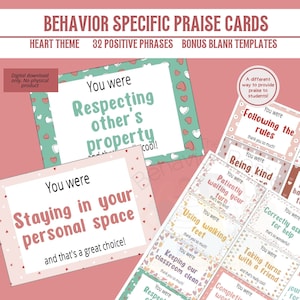 Cartes de louange des étudiants | Éloge spécifique au comportement | Notes positives imprimables | Note positive de l'enseignant | Motivation des étudiants | Courrier de l'enseignant
