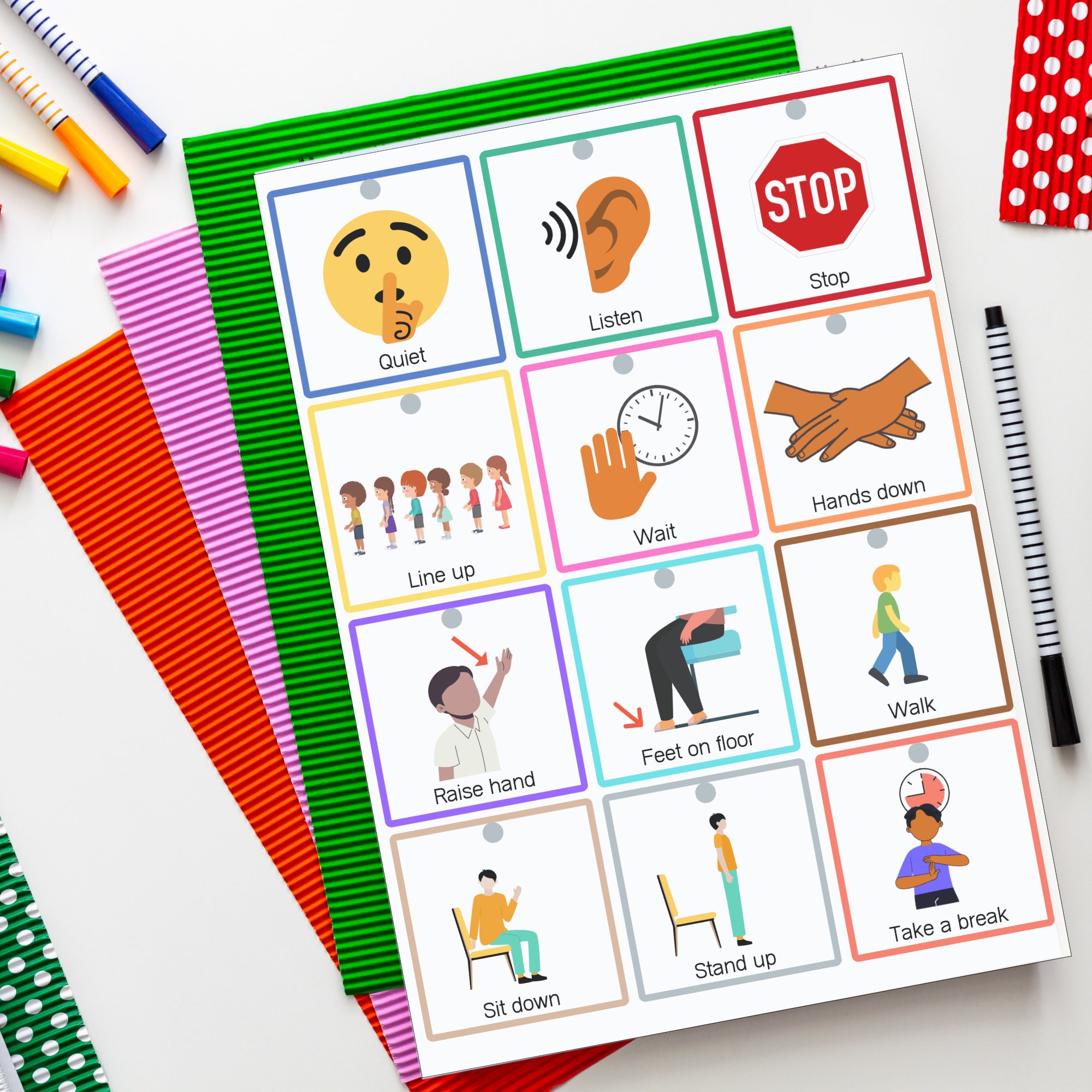 Behavior Cue Cards, Visual Cues for Kids, Printable Visual Behavior ...