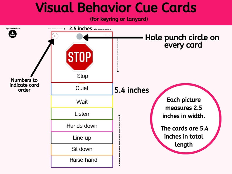 Printable Behavior Cue Cards Visual Cue Cards Calming - Etsy