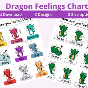 Dragon Feelings Chart | Printable Emotions Chart | Dragon Emotions Chart | Educational Emotions Print | School Emotion Chart