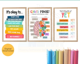 Growth Mindset Posters: Classroom & Therapy Decor (Digital Download)