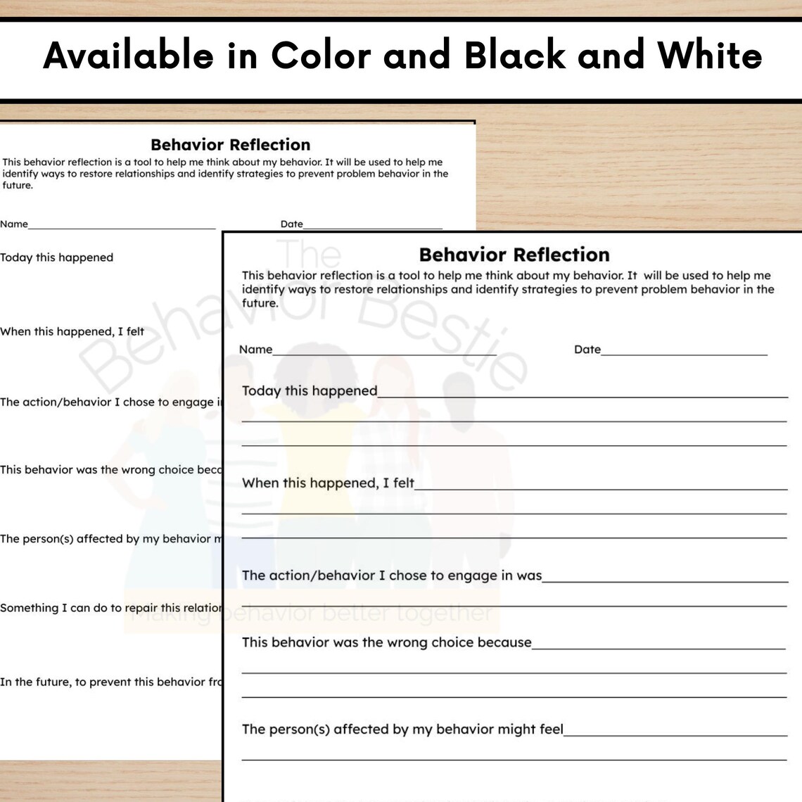 Elementary Behavior Reflection Sheets: Kid-friendly Think Sheet ...