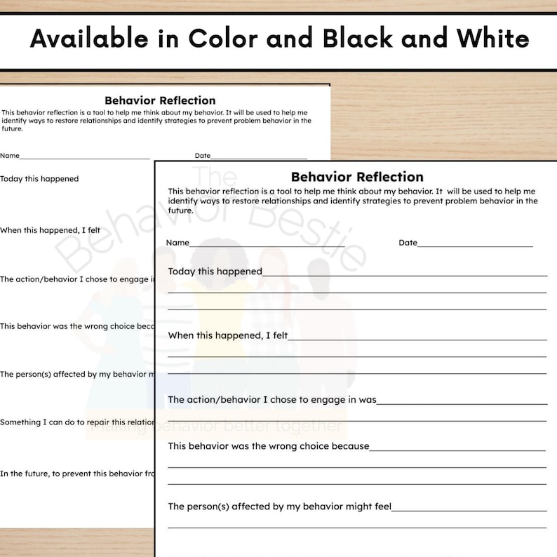 Elementary Behavior Reflection Sheets: Kid-friendly Think Sheet ...