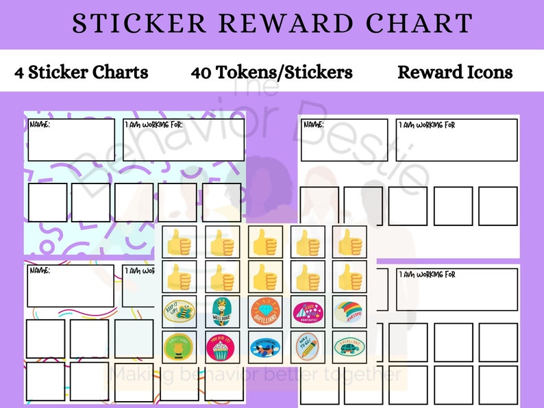 Sticker Reward Chart Thumbs up Sticker Chart Sticker Token Board Reward