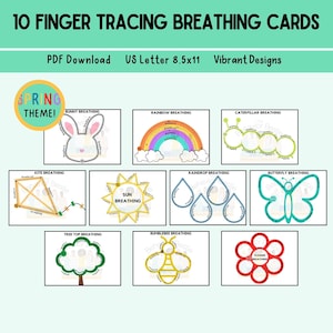 Finger Tracing Breathing Cards | Digital Mindfulness Breathing Cards | Breathing Exercise for Kids | Calm Corner | Spring Themed Calm Cards