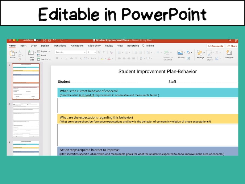 Editable Student Behavior Plan Template (digital Download) - Etsy